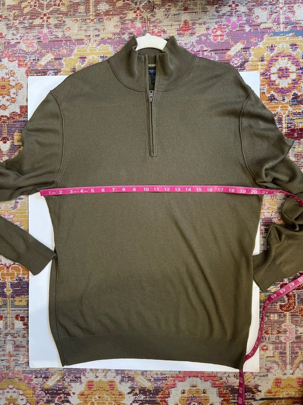 Banana Republic Men's Cashmere Silk Blend Olive Zip-Neck Sweater